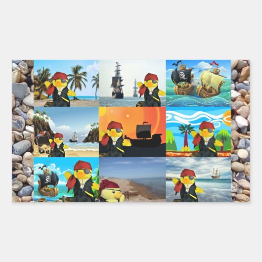Danny Duck de Piraat Collage Rechthoekige Sticker (Voorkant)