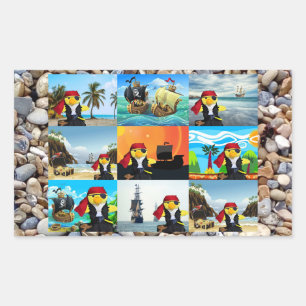 Danny Duck de Piraat Collage Rechthoekige Sticker