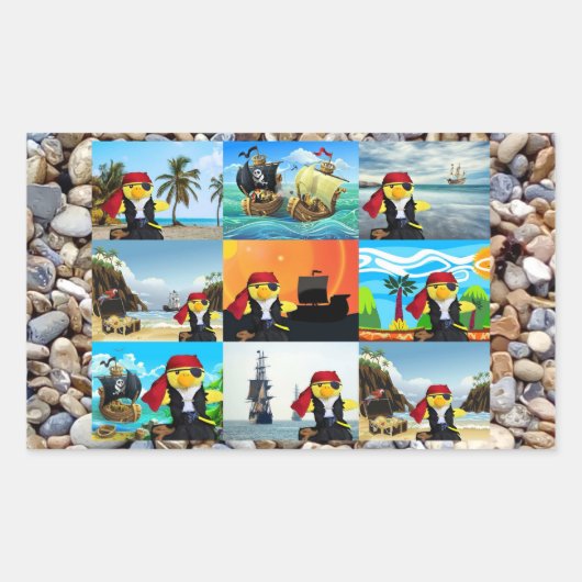 Danny Duck de Piraat Collage Rechthoekige Sticker (Voorkant)