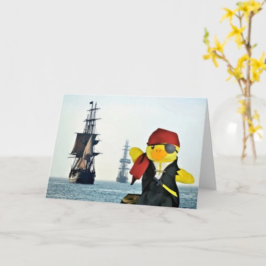 Danny Duck de Pirate Birthday kaart (Gele Bloem)