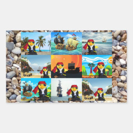 Danny Duck de Pirate Collage Retangular Sticker