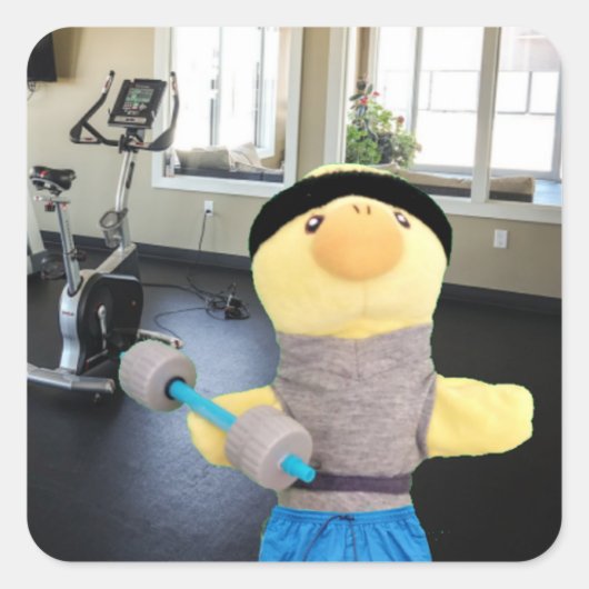Danny Duck in de gym Square Sticker (Voorkant)
