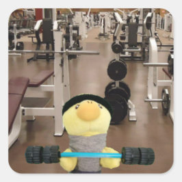 Danny Duck in de gym Vierkante Sticker