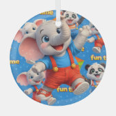 Danny en Dave olifant en panda Funtime Kerstmis Glas Ornament (Voorkant)