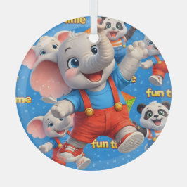 Danny en Dave olifant en panda Funtime Kerstmis Glas Ornament