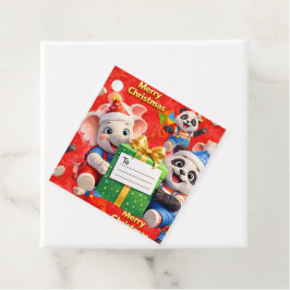 Danny en Dave olifant en panda Prettig kerstfeest Bedankjes Labels