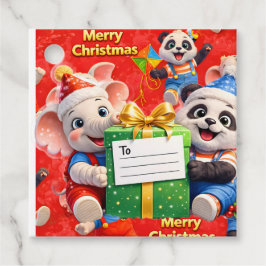 Danny en Dave olifant en panda Prettig kerstfeest Bedankjes Labels