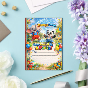 Danny en Dave speelse Safari feestje kinderen verj Acryl Uitnodigingen