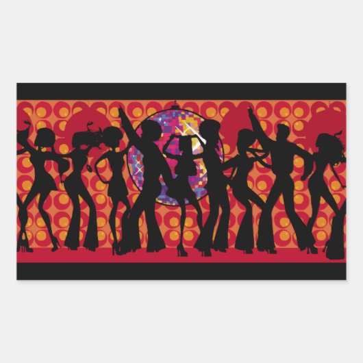 dans-295134 dansfeest disco muziek 60 ies silhou rechthoekige sticker (Voorkant)