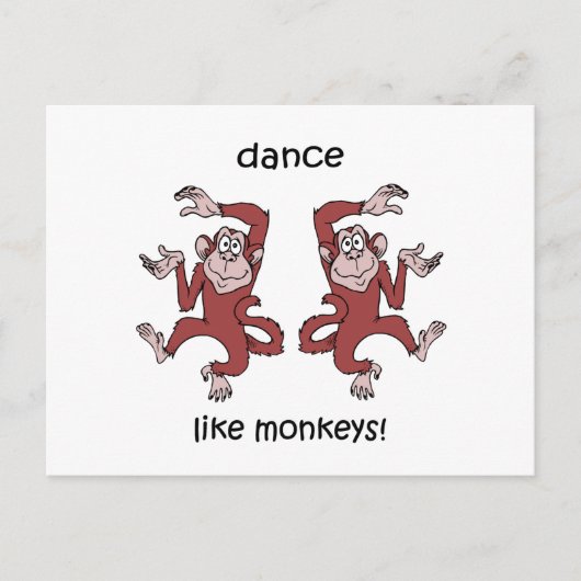 Dans als apen! briefkaart (Voorkant)