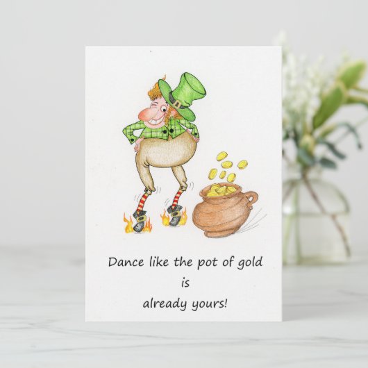 Dans als de pot met goud is al van jou! feestdagenkaart (Staand voorkant)