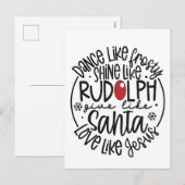 Dans als Frosty, Schijn als Rudolph Kerstmis Feestdagenkaart (Voorkant / Achterkant)