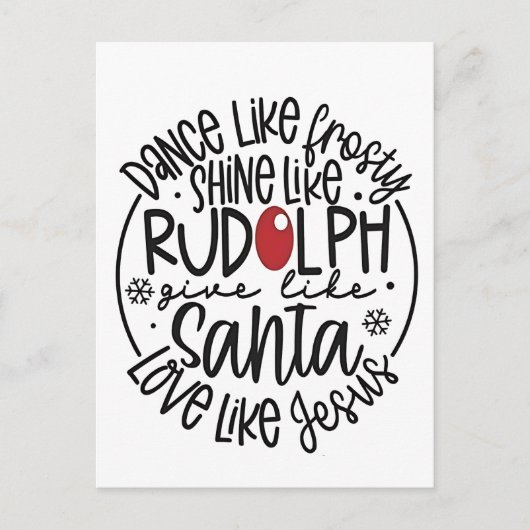 Dans als Frosty, Schijn als Rudolph Kerstmis Feestdagenkaart (Voorkant)