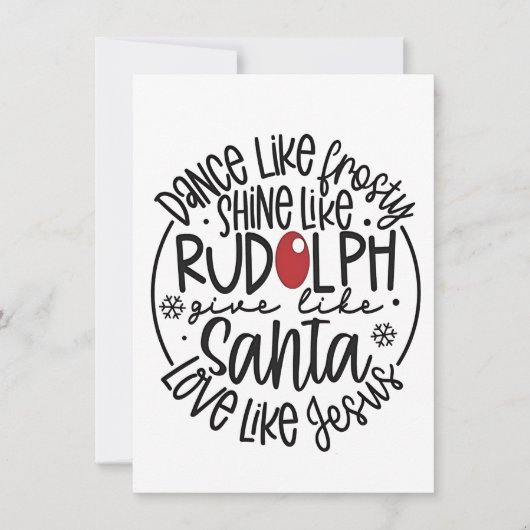 Dans als Frosty, Schijn als Rudolph Kerstmis Kaart (Voorkant)