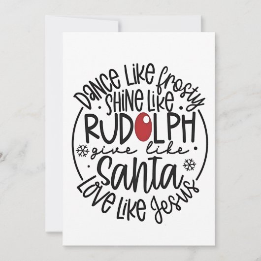 Dans als Frosty, Schijn als Rudolph Kerstmis Kaart (Voorkant)