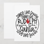 Dans als Frosty, Schijn als Rudolph Kerstmis Kaart (Voorkant / Achterkant)