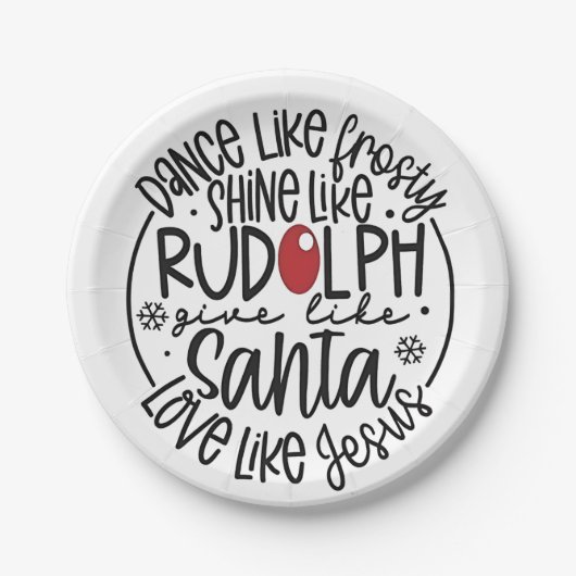 Dans als Frosty, Schijn als Rudolph Kerstmis Papieren Bordje (Voorkant)