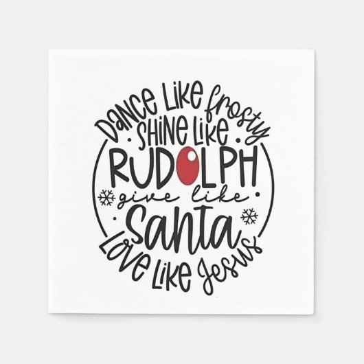Dans als Frosty, Schijn als Rudolph Kerstmis Servet (Voorkant)