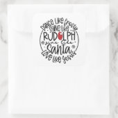 Dans als Frosty, Schijn als Rudolph Kerstmis Vierkante Sticker (Tas)