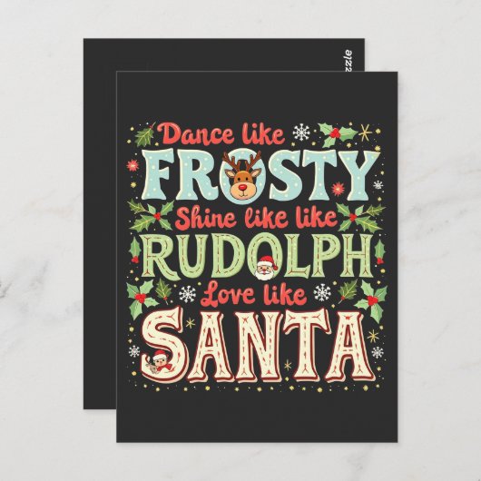 Dans als ijskoude glans als Rudolph Love Briefkaart (Voorkant / Achterkant)