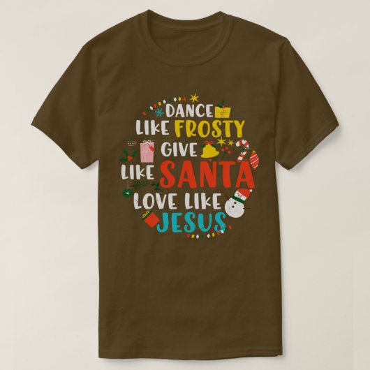 Dans als ijzige kerstman liefde Jezus T-shirt (Design voorkant)