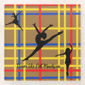 Dans als Piet Mondrian Modern Art Glazen Onderzetter (Voorkant)