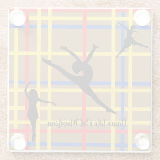 Dans als Piet Mondrian Modern Art Glazen Onderzetter (Achterkant)