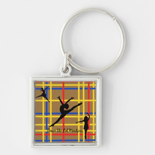 Dans als Piet Mondrian Modern Art Sleutelhanger (Voorkant)