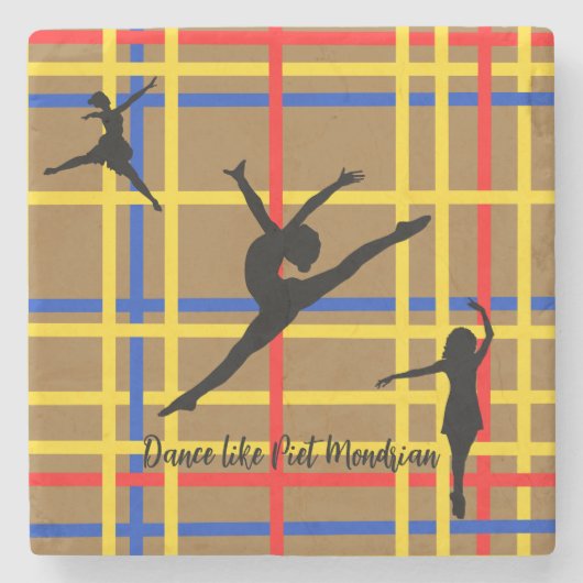 Dans als Piet Mondrian Modern Art Stenen Onderzetter (Voorkant)