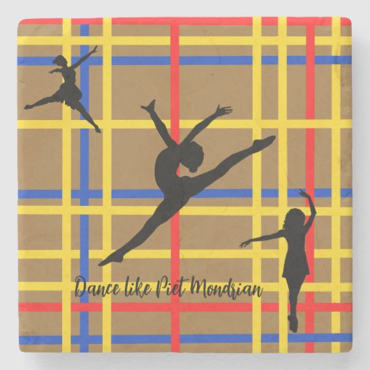 Dans als Piet Mondrian Modern Art Stenen Onderzetter (Voorkant)