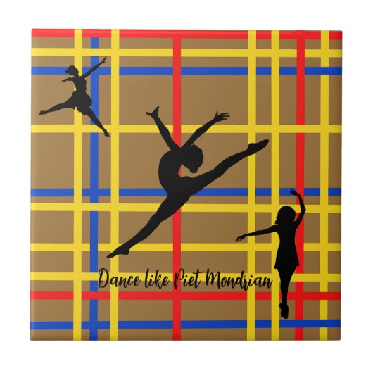 Dans als Piet Mondrian Modern Art Tegeltje (Voorkant)