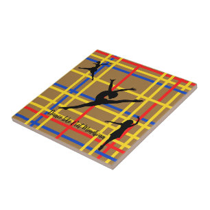 Dans als Piet Mondrian Modern Art Tegeltje