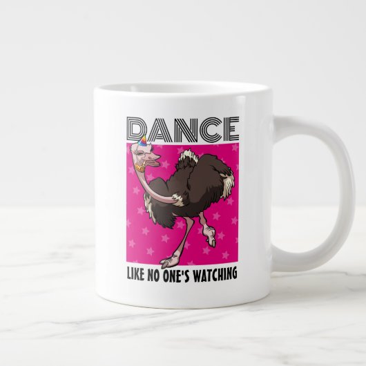 Dans alsof niemand kijkt Grappige Cartoon Struisvo Grote Koffiekop (Rechts)