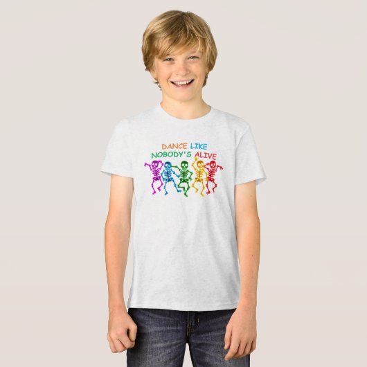 Dans alsof niemand leeft, grappige dansende skelet Tri-Blend shirt (Voorkant volledig)