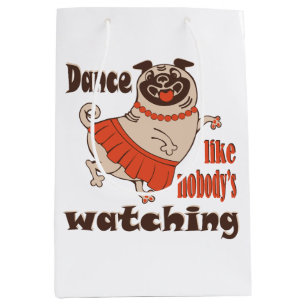 Dans alsof niemand naar meiden kijkt Pug Dog Medium Cadeauzakje