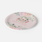 Dans and Twirl Floral Ballet Birthday Papieren Bordje (Gekanteld)