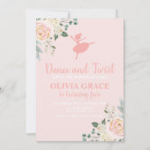 Dans and Twirl Floral roze Ballet Birthday Kaart (Voorkant)