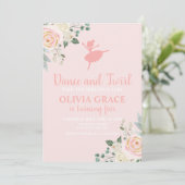 Dans and Twirl Floral roze Ballet Birthday Kaart (Staand voorkant)