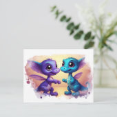*~* Dans AP48 Foto Uitnodiging Draak Dino Postkaar (Staand voorkant)