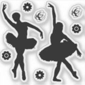Dans Ballerina Ballet Bloem Silhouet Sticker (Voorkant)