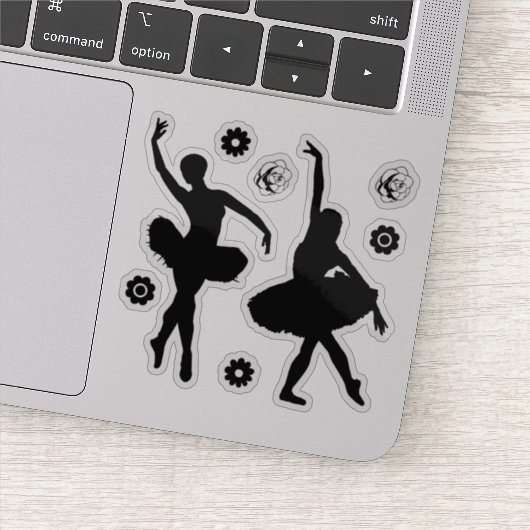 Dans Ballerina Ballet Bloem Silhouet Sticker (Detail)