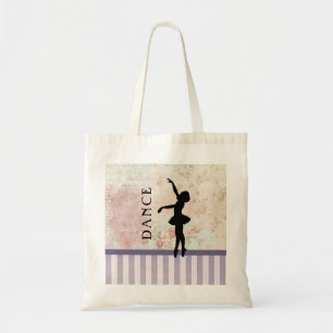 Dans - Ballerina Silhouet op Vintage Achtergrond Tote Bag
