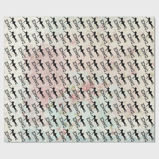 Dans -  ballerina silhouetpatroon cadeaupapier (Vlak)