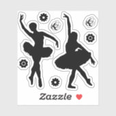 Dans Balletdanseres Bloem Silhouet Sticker (Vel)