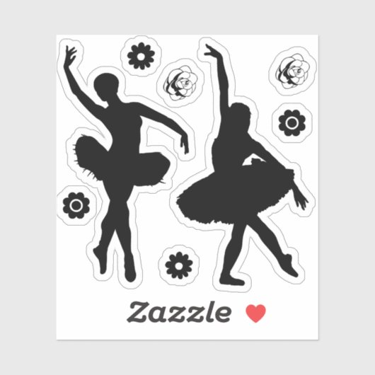 Dans Balletdanseres Bloem Silhouet Sticker (Vel)