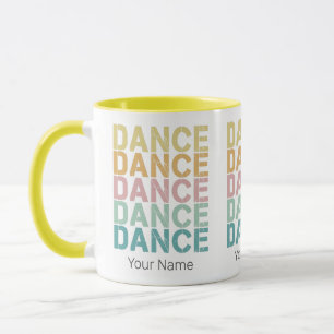 Dans belettering voor retro disco huis mok