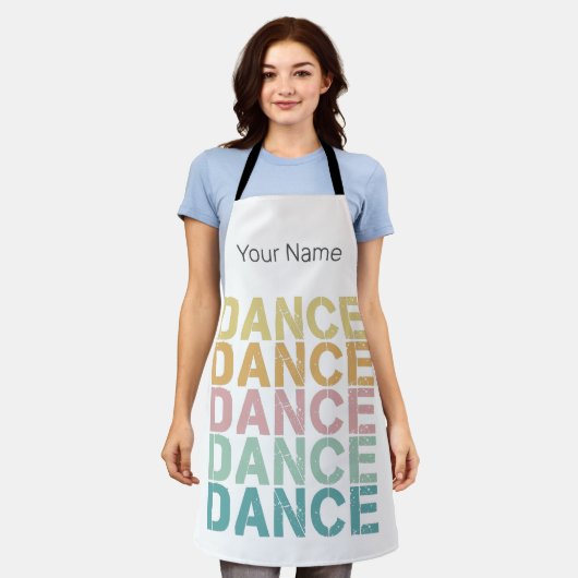 Dans belettering voor retro disco huis schort (Gedragen)