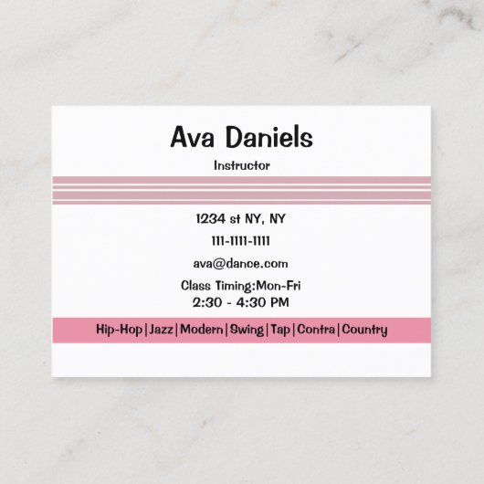 Dans beweegt Visitekaartje (Achterkant)