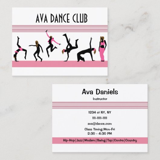 Dans beweegt Visitekaartje (Voorkant / Achterkant)