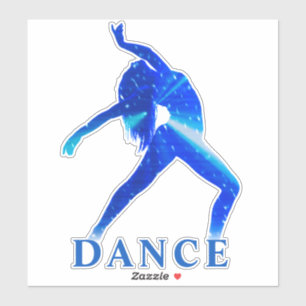 Dans Blauwe Abstracte Vinyl Sticker op maat gesned